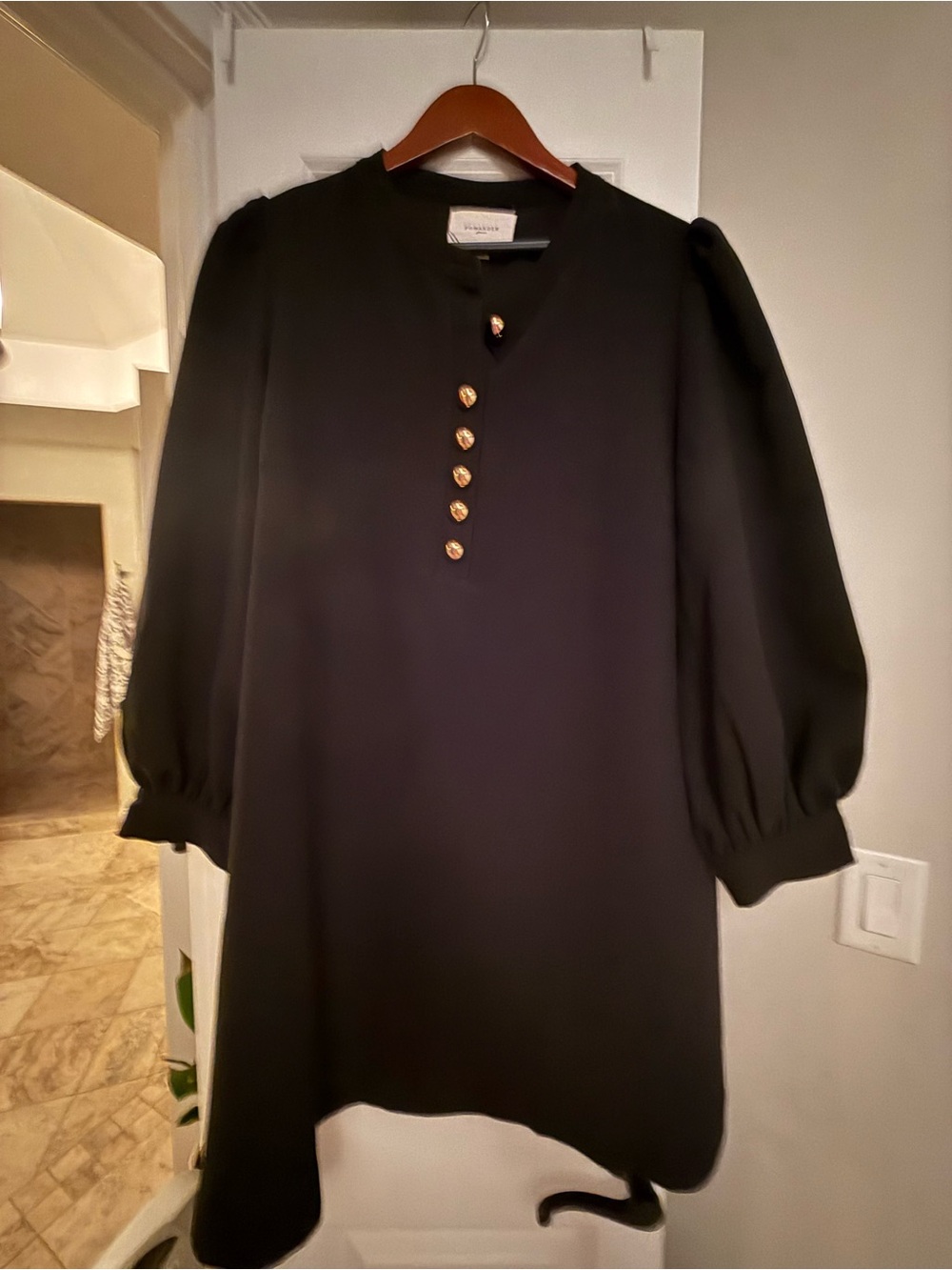 Tuckernuck Black Long Sleeve Shift Dress with Gold Buttons 🌼